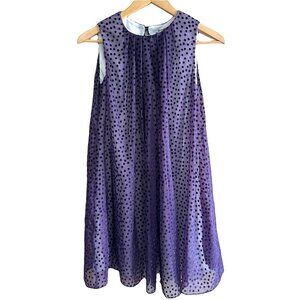 Neiman Marcus Helena VTG Purple Polk Dot Velvet A-line Party Dress